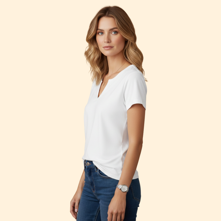 Women's V-Neck T-Shirt with Short Sleeves