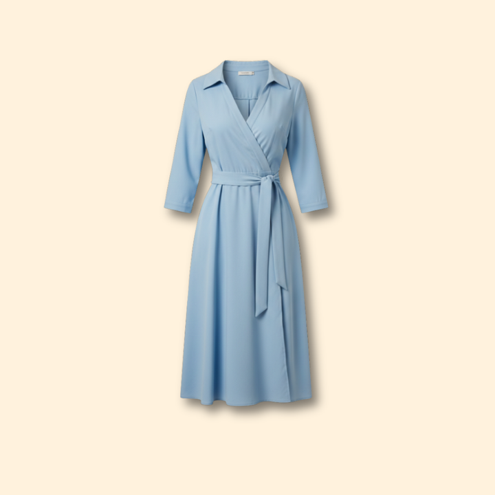 Women's V-neck Dress with Belt