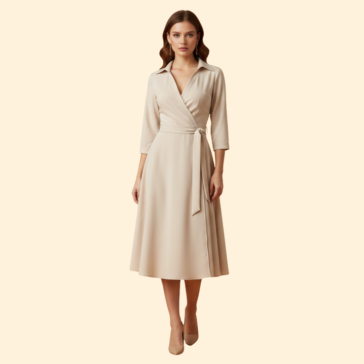 Women's V-neck Dress with Belt