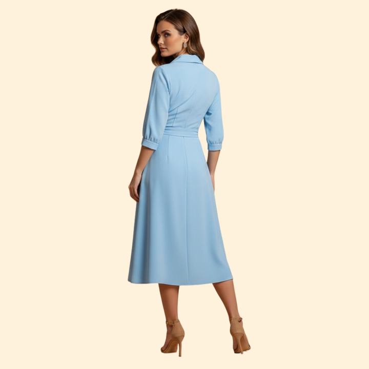 Women's V-neck Dress with Belt