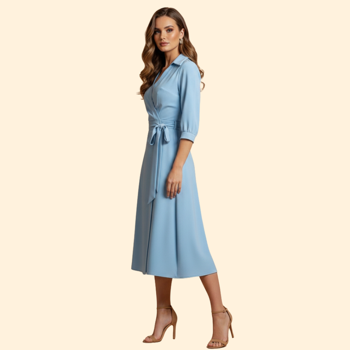 Women's V-neck Dress with Belt