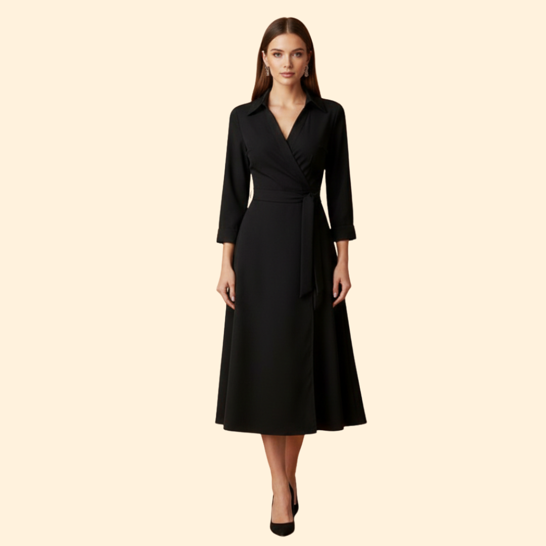 Women's V-neck Dress with Belt