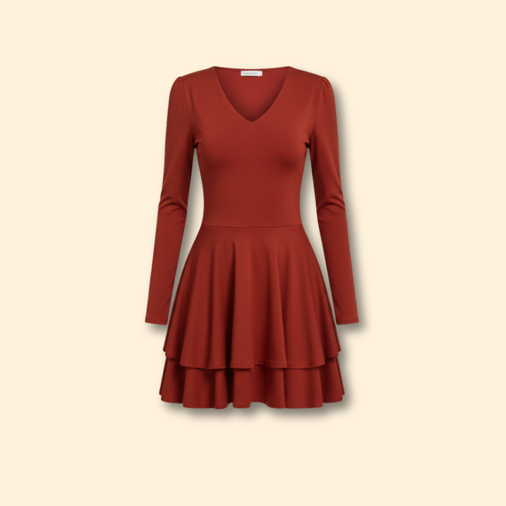 Women's V-neck Dress with Tiered Skirt